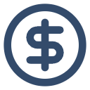a blue dollar sign in a circle