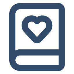 a blue heart on a book