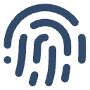 a blue fingerprint on a black background